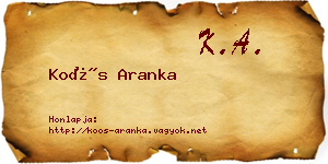 Koós Aranka névjegykártya